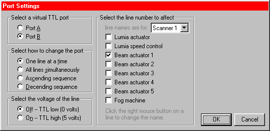 Port Settings dialog in Lasershow Designer 2OOO
